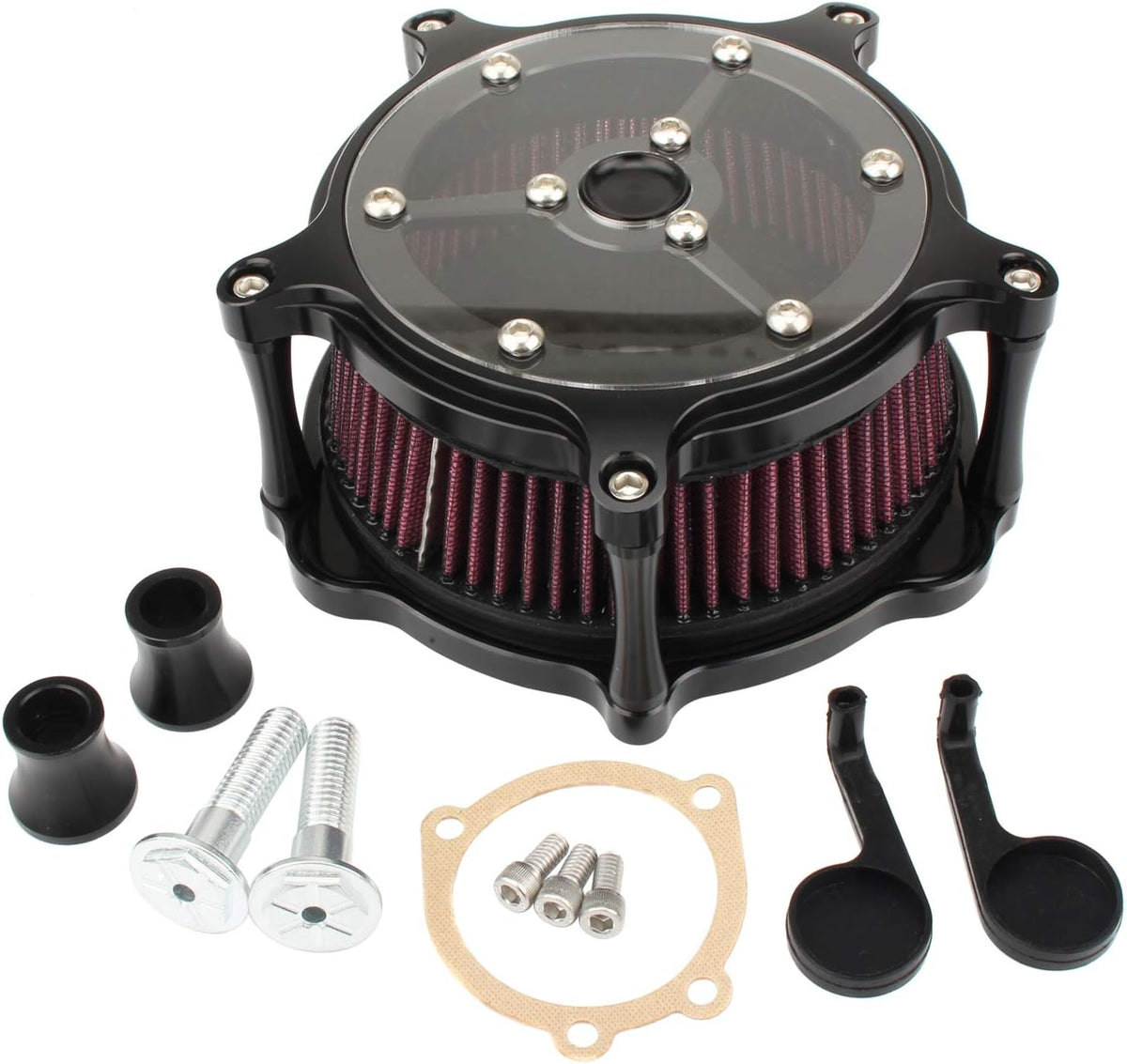 Motorcycle Air Cleaner Intake Filter System Kit Chrome L4706
