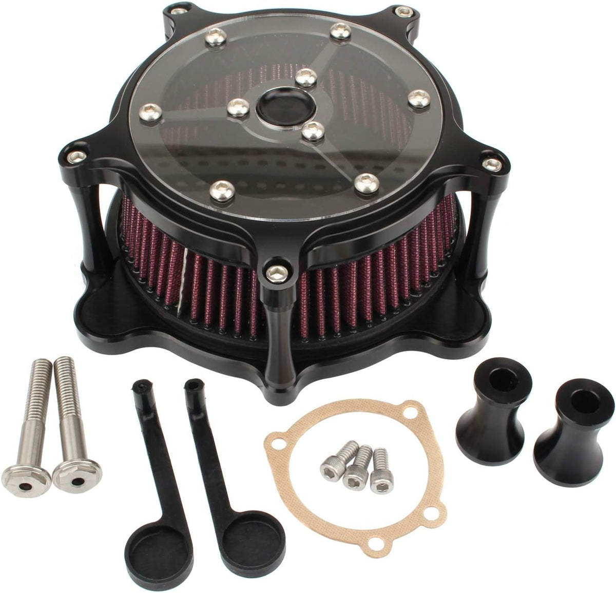 Motorcycle Air Cleaner Intake Filter System Kit Chrome L4706
