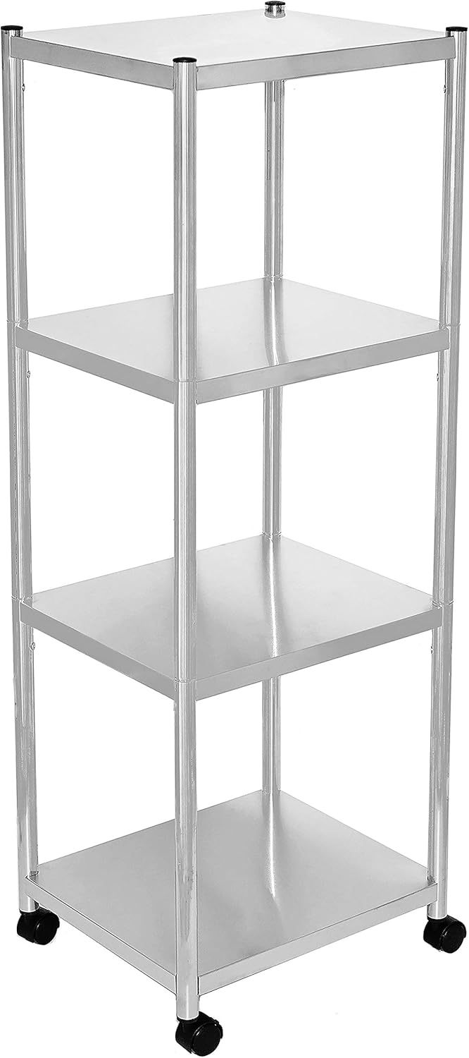 4-Tier Stainless Steel Shelving Unit with Wheels B14183
