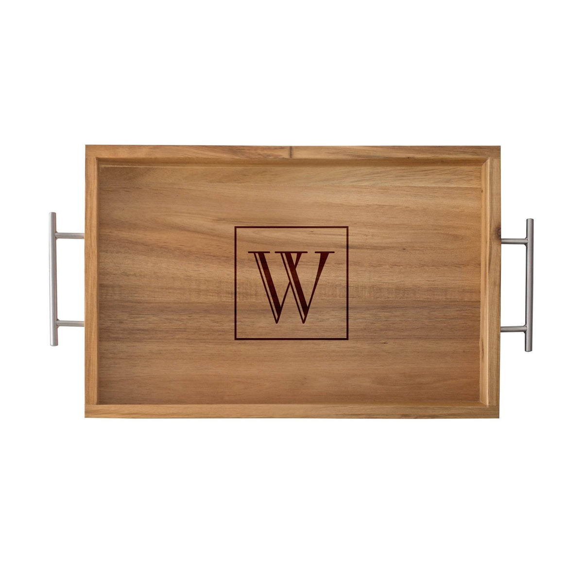 Acacia Tray with Metal Handles P25527