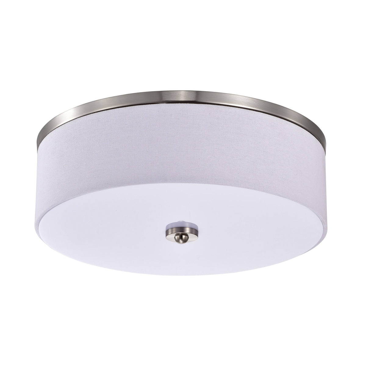 15 in. Brushed Nickel Dimmable LED Flush Mount Ceiling Light with Fabric Shade P583