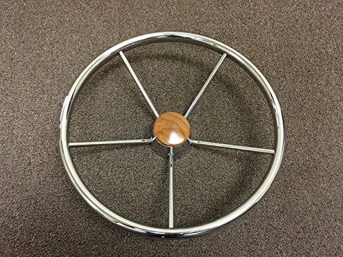 SS304 Five Spoke Steering Wheel with Teak Cap F27362