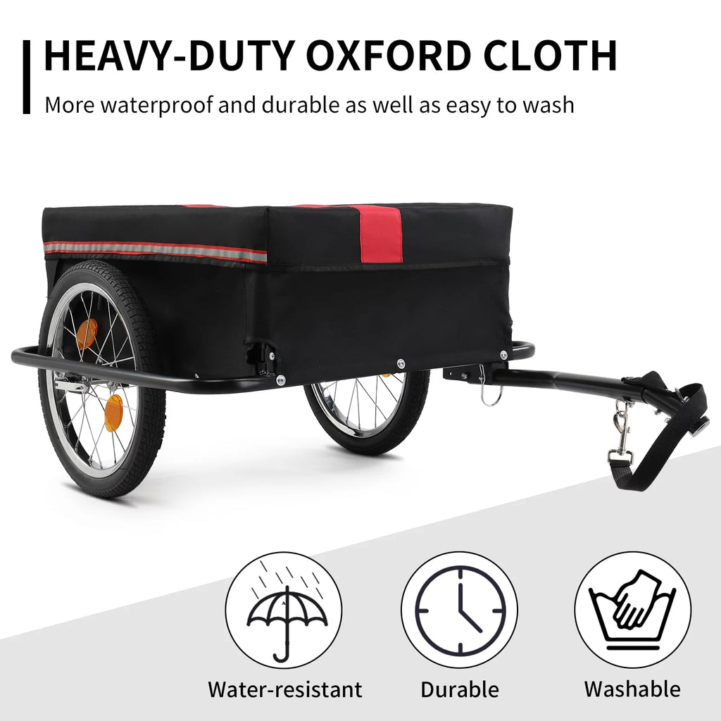 Bike Cargo Trailer with Removable Cover, 16 Wheels, Red Y51591