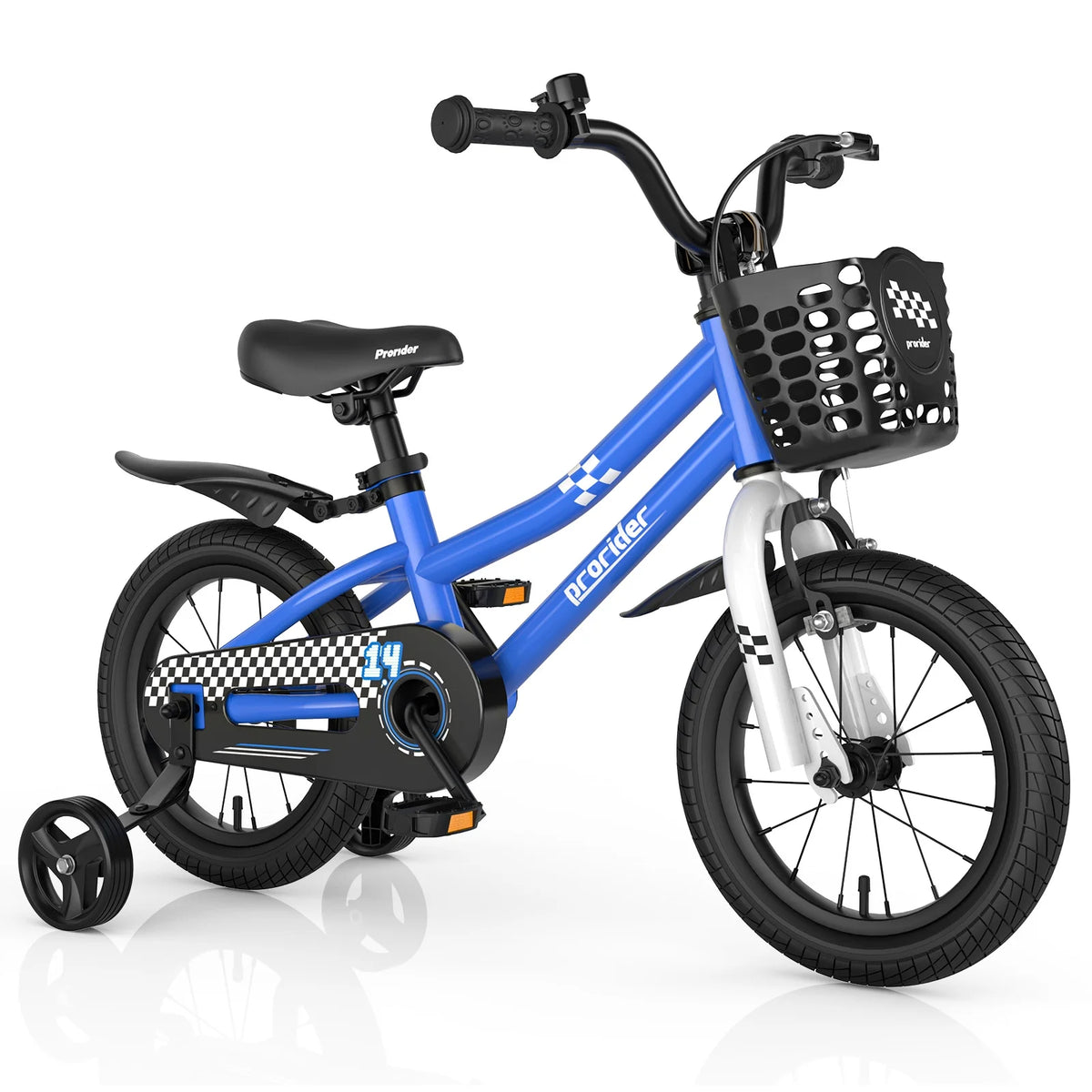 14'' Kids Bike with Training Wheels & Basket White P573
