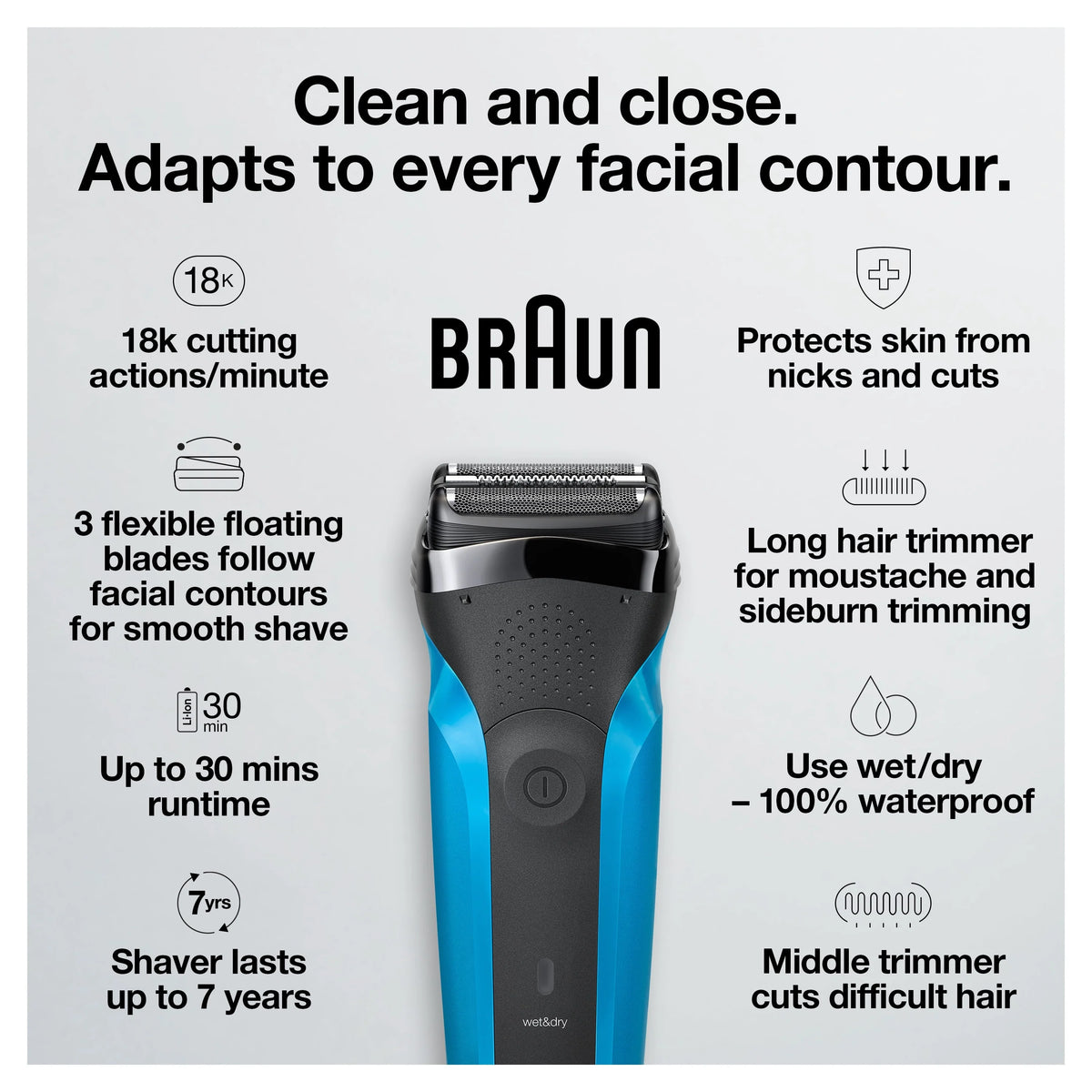 Rechargeable Wet Dry Electric Shaver A77786