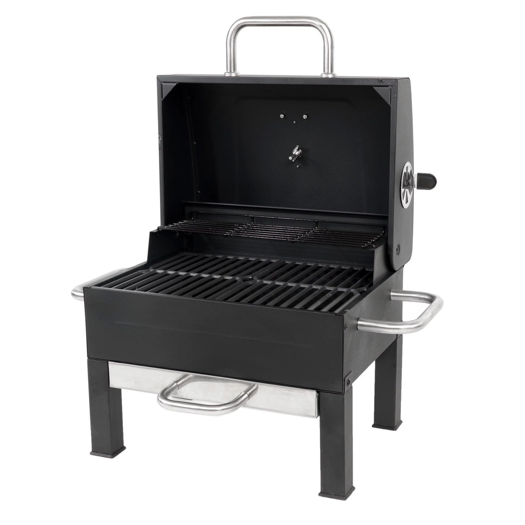Portable Charcoal Grill Black and Stainless Steel G319214