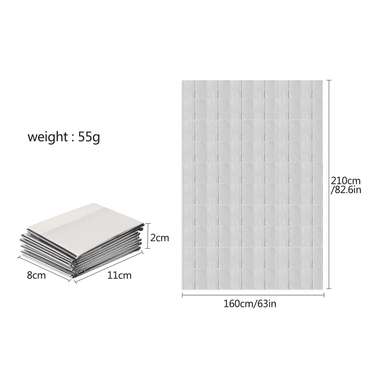 8 Pack Emergency Thermal Blankets M288