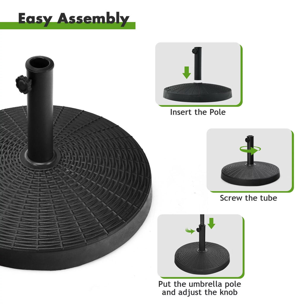 49lbs Round Resin Umbrella Base with Rattan Design I18504