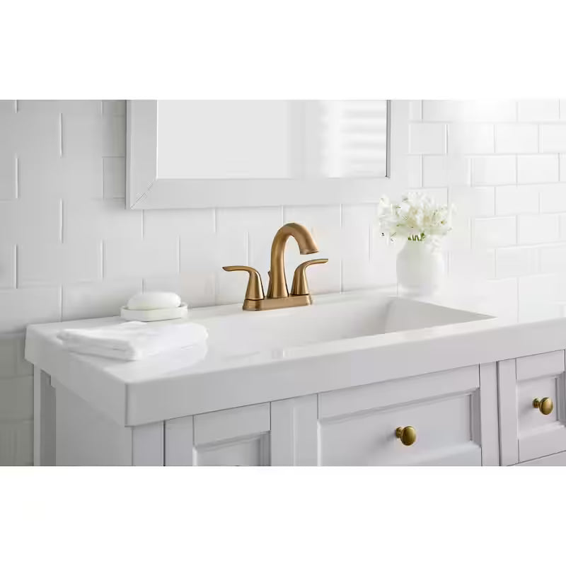 4 in. Centerset 2-Handle Bathroom Faucet Brushed Gold E55844