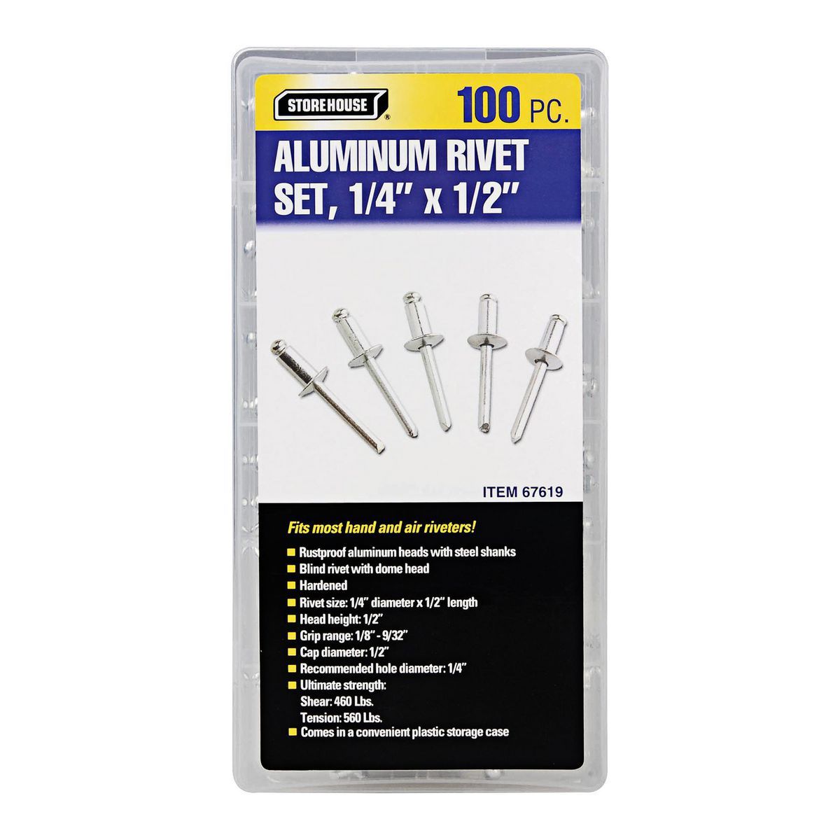 1/4 in. Aluminum Blind Rivet Set, 100 Piece Q681529