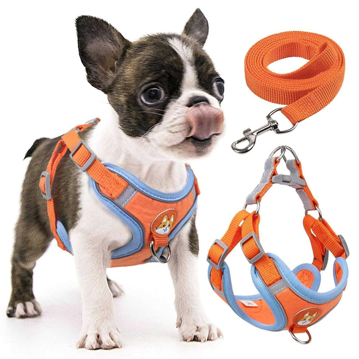 Adjustable Padded Reflective Dog Harness with 2 Leash Clips G516