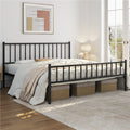 Black Metal Platform Bed with Spindle Headboard and Footboard Y1109