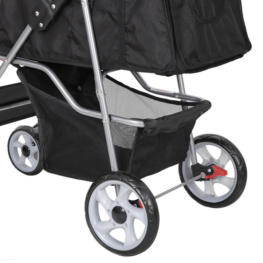 Folding Pet Stroller 4 Wheels Black P67506