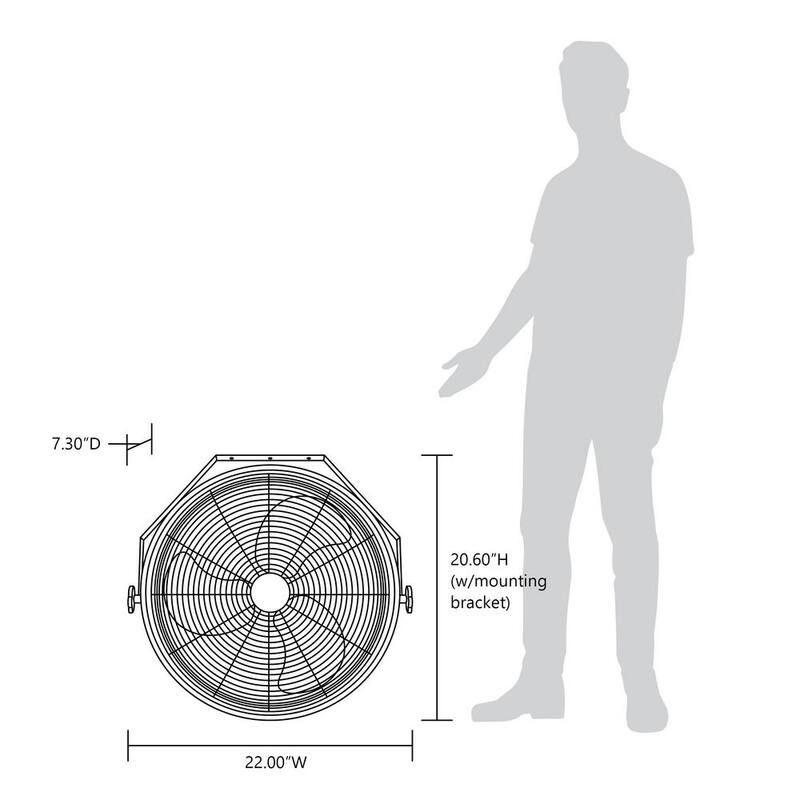 18 in. High Velocity Wall Mounted Fan with 3 Speeds and Adjustable Tilt Head in Black R205