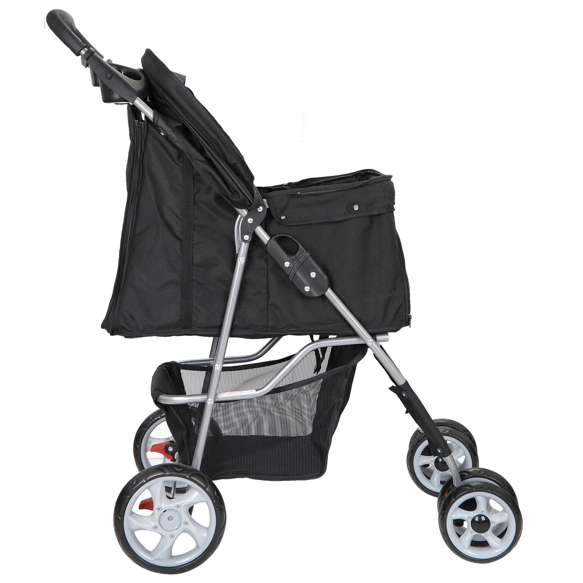 Folding Pet Stroller 4 Wheels Black P67506