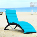 Folding Patio Rattan Lounge Chair Chaise Cushioned Red G358