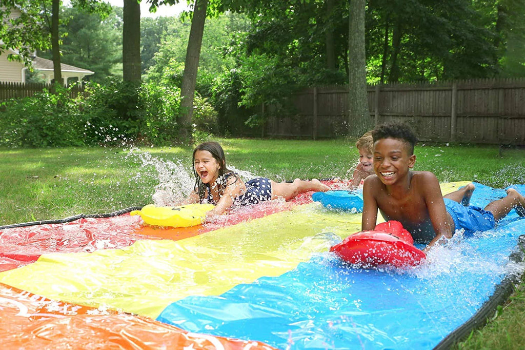 16 Foot Triple Lane Water Waterslide with 3 Boogie Boards W382224