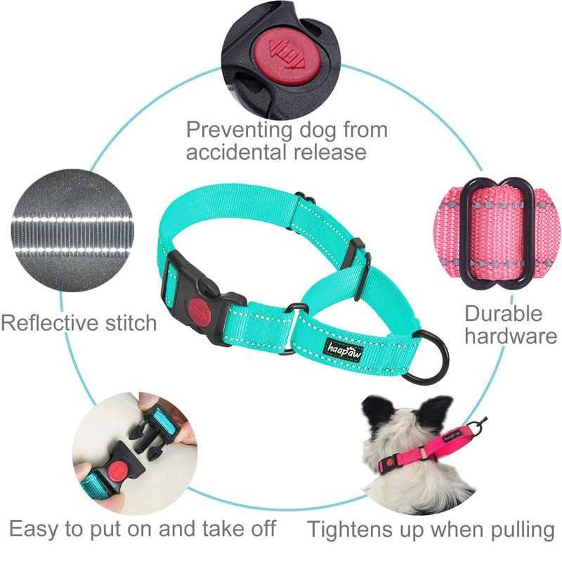 2 Packs Martingale Dog Collar with Quick Release Buckle Reflective Dog Training Collars Q8570