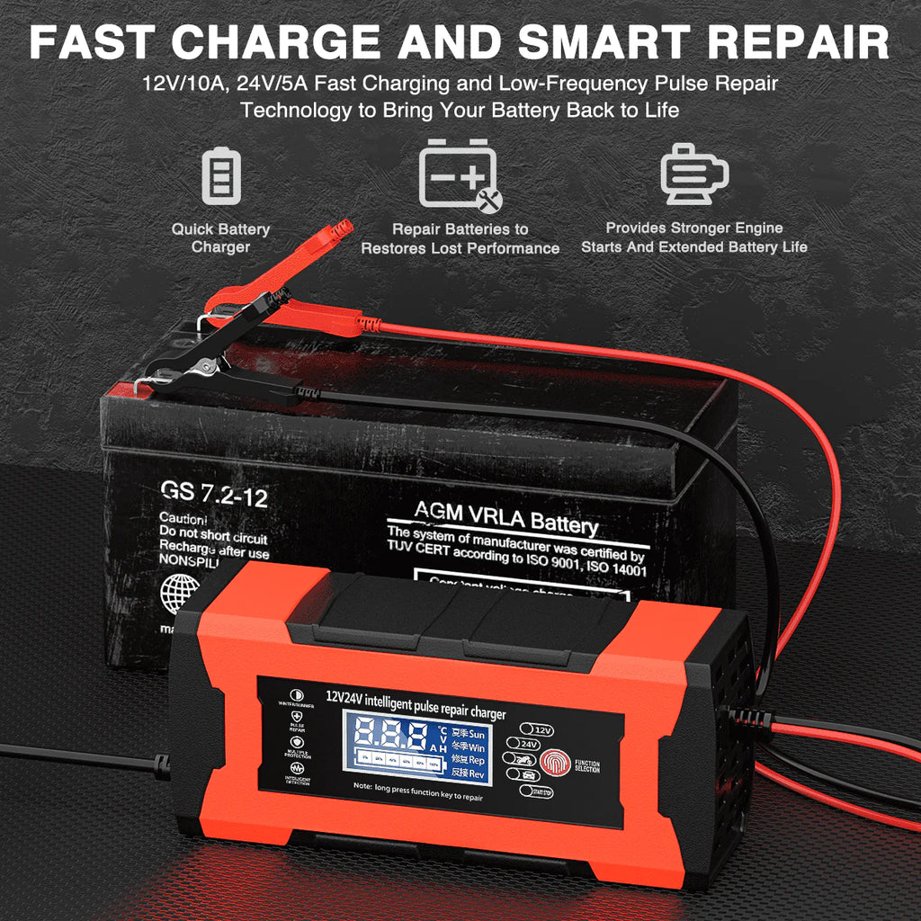 10-Amp 12V 24V Automatic Smart Battery Charger N351841