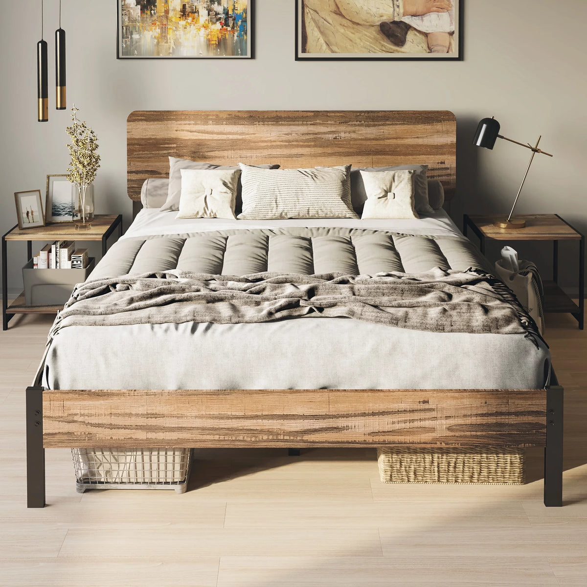 Queen Platform Bed Frame with Headboard P214
