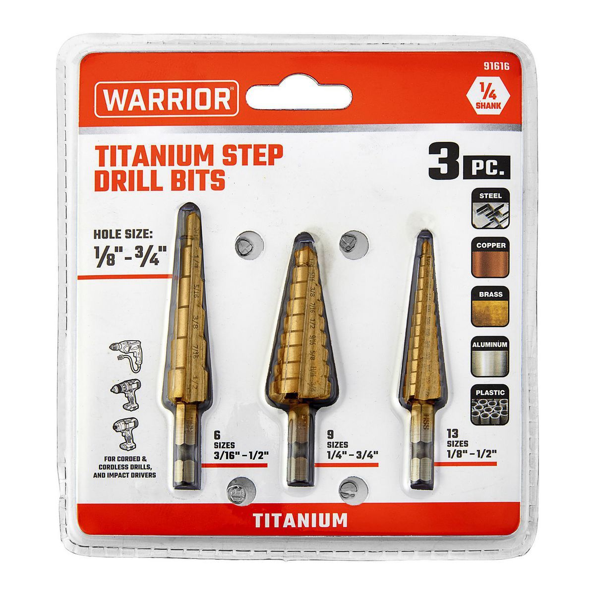 1/8 in. to 3/4 in. Titanium Step Drill Bit Set V605