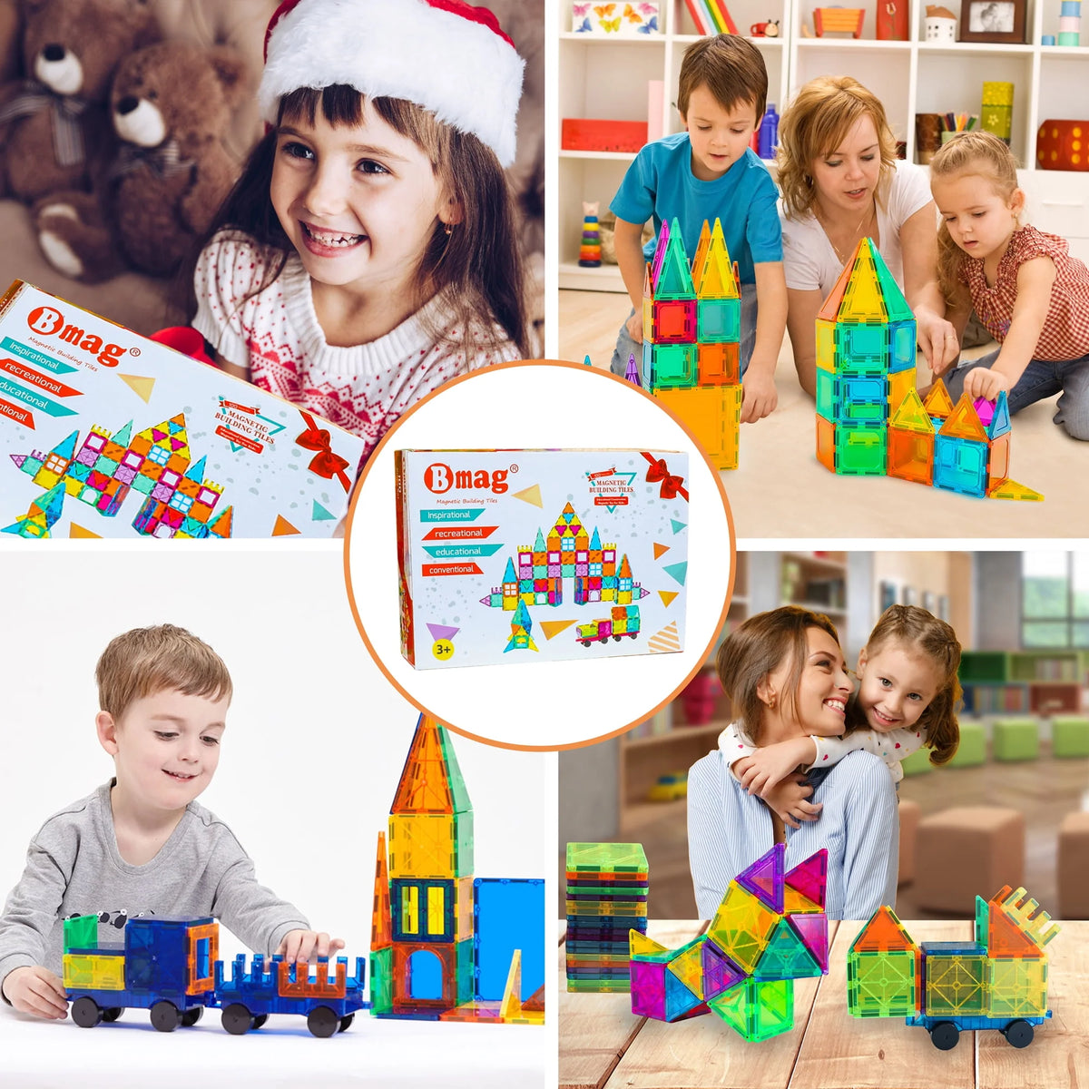 120 Pcs 3D Color Magnet Building Tiles Set L659534