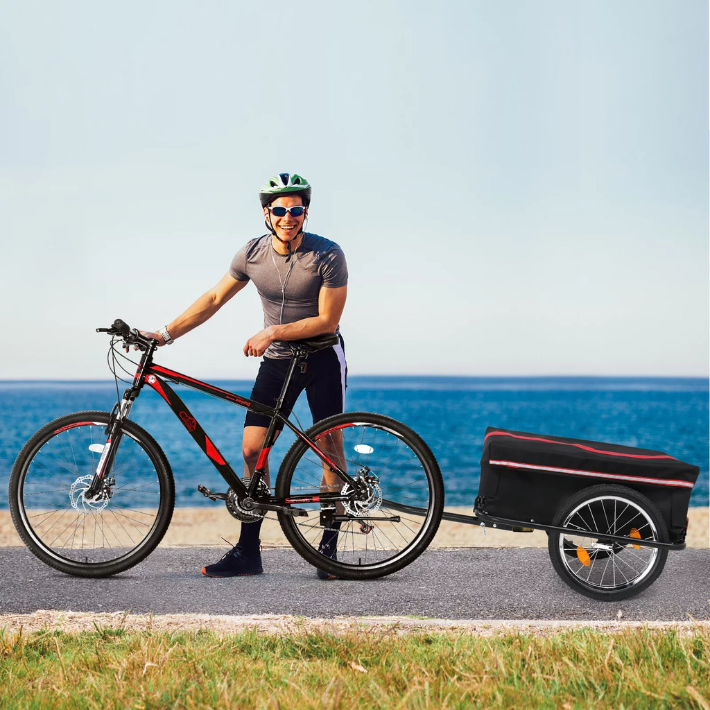 Bike Cargo Trailer with Removable Cover, 16 Wheels, Red Y51591