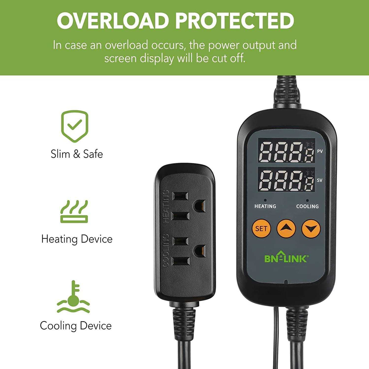 Digital 2-Stage Outlet Thermostat Controller Plug J795