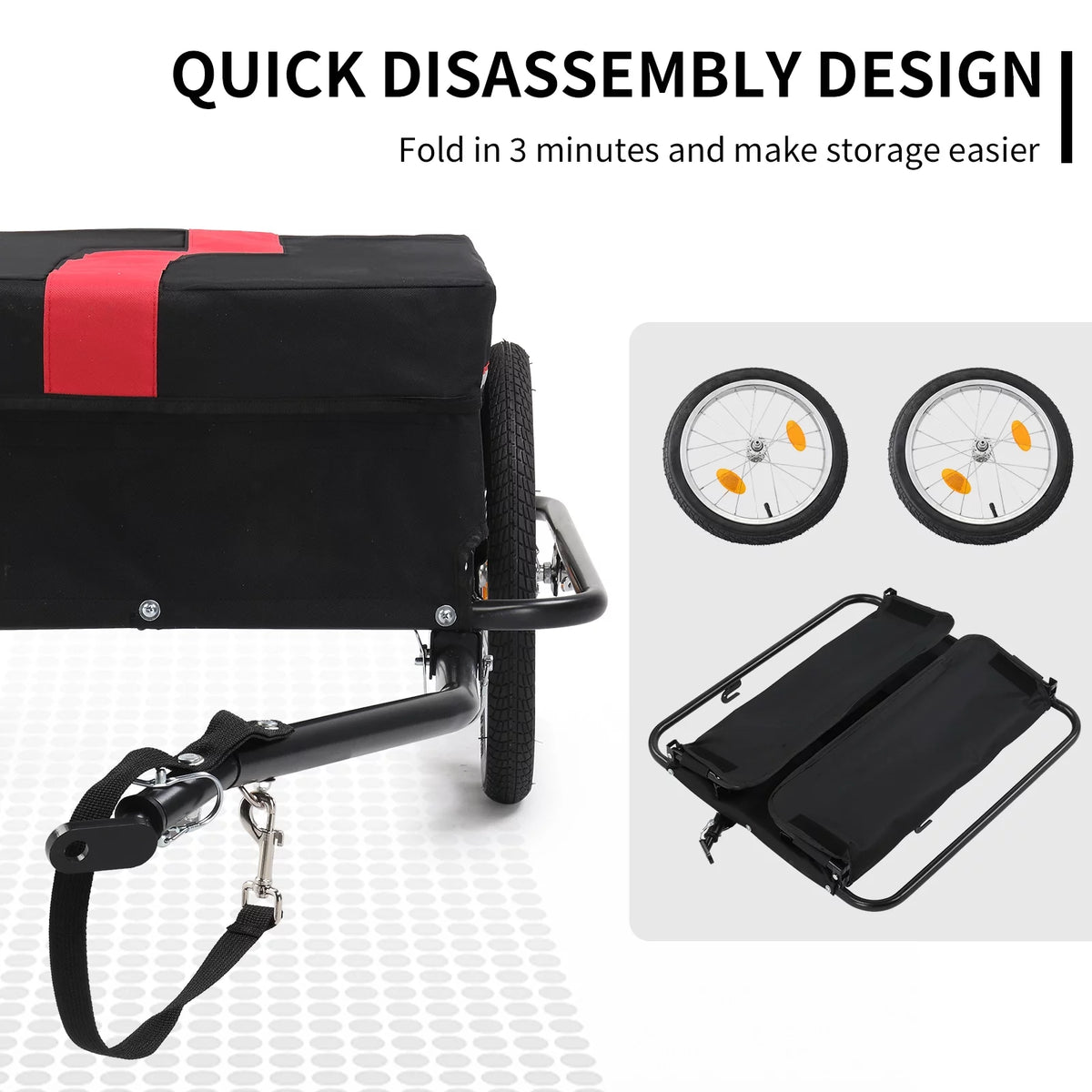 Bike Cargo Trailer with Removable Cover, 16 Wheels, Red Y51591