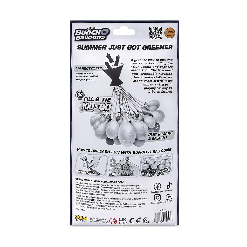 100 Rapid-Filling Self-Sealing Water Balloons 3 Pack D3908